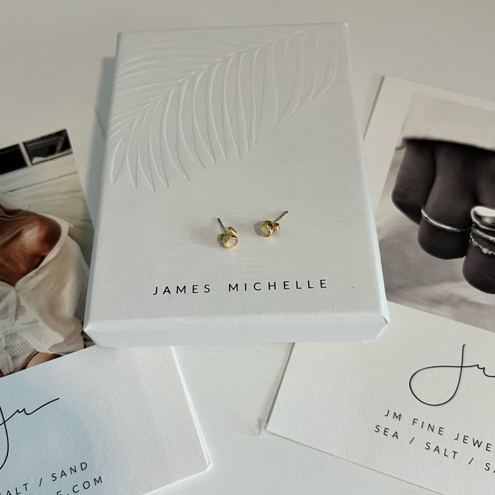 James Michelle Yellow Gold Opal Studs